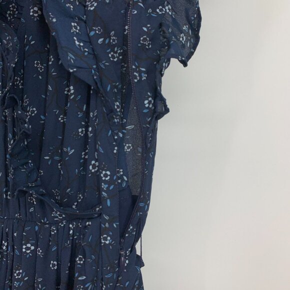 Kate Spade Dress Blue Wild Roses Floral Print V Neck Ruffle Wrap - Picture 9 of 14